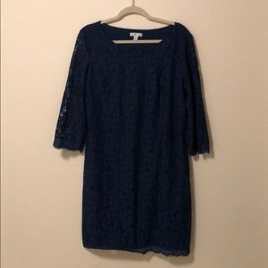 London Times Navy Lace Dress